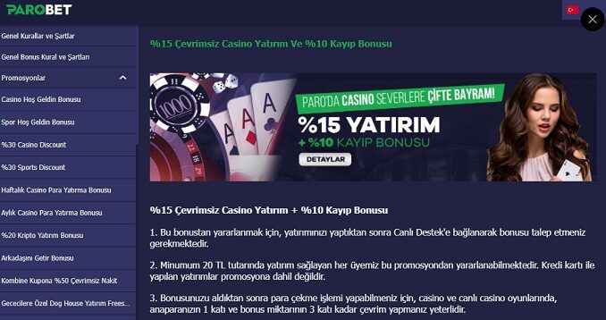 Parobet Casinoda % 15 Bonus