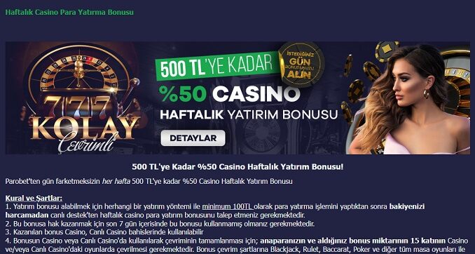 Parobet Haftalık Casino Bonusu