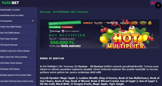 Parobet Booongo Slot Turnuvası