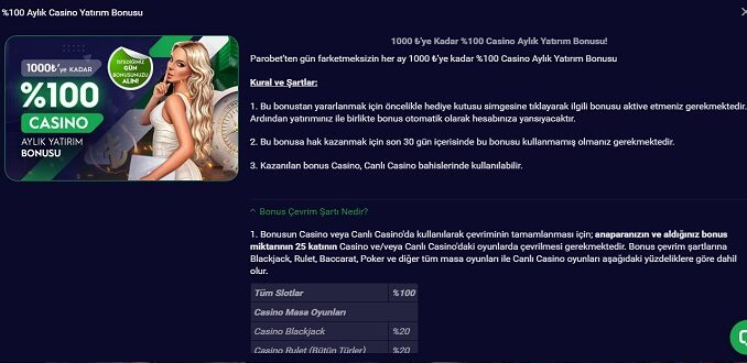 Parobet Aylık Bonus